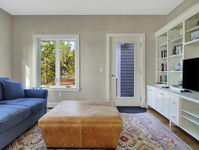 living room featuring dark wood finished floors