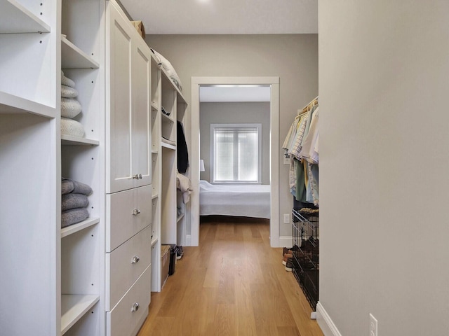 spacious closet with light wood-style floors