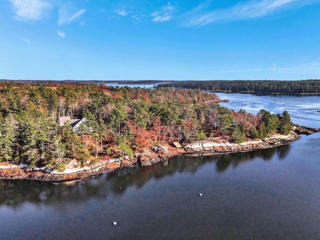 92 Brooks Cove Rd, Westport Island, ME 04578 - drone / aerial view of a heavily wooded area and a nearby body of water