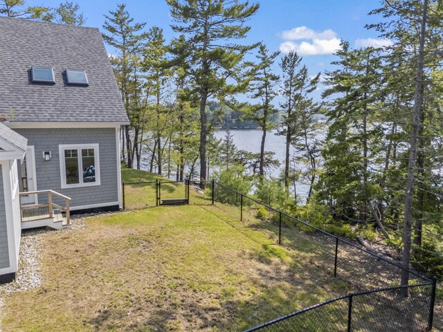 92 Brooks Cove Rd, Westport Island, ME 04578 - view of yard with a gate and a water view