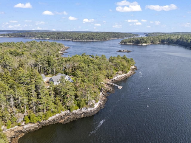 92 Brooks Cove Rd, Westport Island, ME 04578 - aerial view of property's location with a large body of water and a heavily wooded area