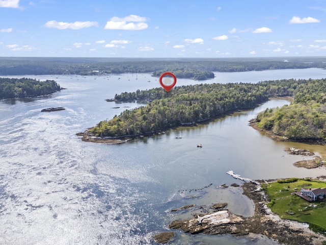 92 Brooks Cove Rd, Westport Island, ME 04578 - aerial view of a nearby body of water and a forest