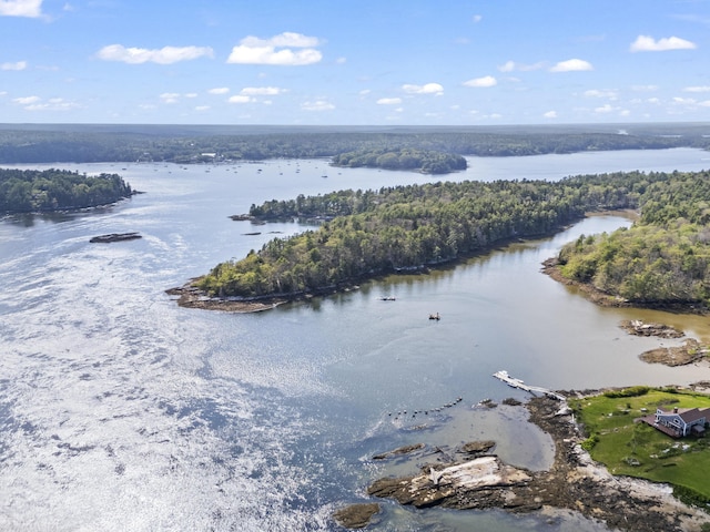 92 Brooks Cove Rd, Westport Island, ME 04578 - drone / aerial view of a nearby body of water and a heavily wooded area