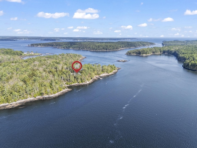 92 Brooks Cove Rd, Westport Island, ME 04578 - bird's eye view of a large body of water and a heavily wooded area