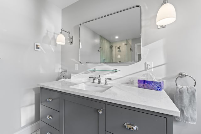 92 Brooks Cove Rd, Westport Island, ME 04578 - full bath featuring vanity and a stall shower