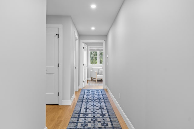 92 Brooks Cove Rd, Westport Island, ME 04578 - hallway featuring light wood finished floors and recessed lighting