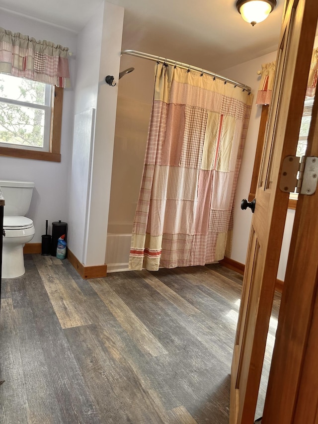 53 Branch Brook Ln, Newfield, ME 04095 - full bathroom featuring wood finished floors, toilet, and baseboards