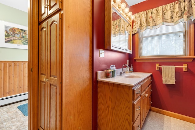 289 W Washington Rd, Washington, ME 04574 - bathroom featuring vanity and a baseboard heating unit