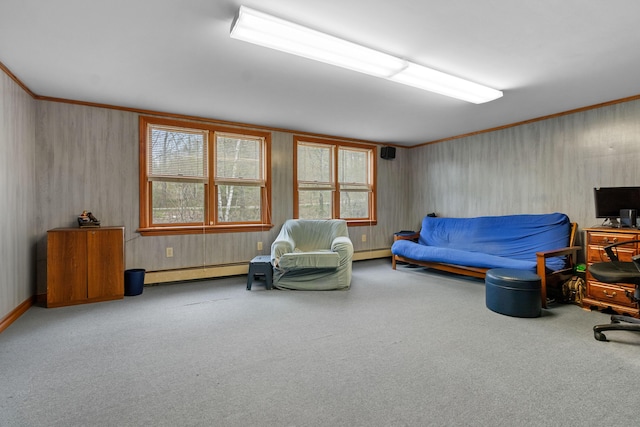 289 W Washington Rd, Washington, ME 04574 - carpeted living area with a baseboard radiator