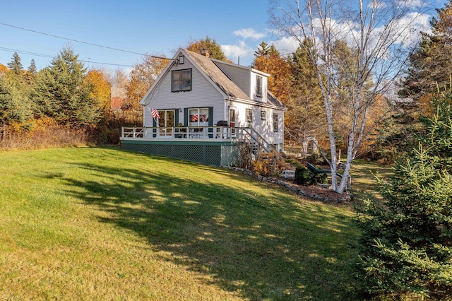 6 Glenmere Rd, Saint George, ME 04860 - back of property featuring a yard, a deck, and a chimney