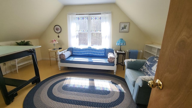 6 Glenmere Rd, Saint George, ME 04860 - living area featuring vaulted ceiling and baseboards