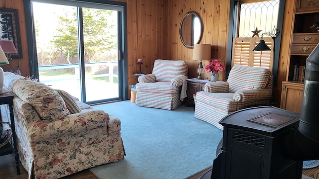 6 Glenmere Rd, Saint George, ME 04860 - living area with wooden walls and carpet flooring