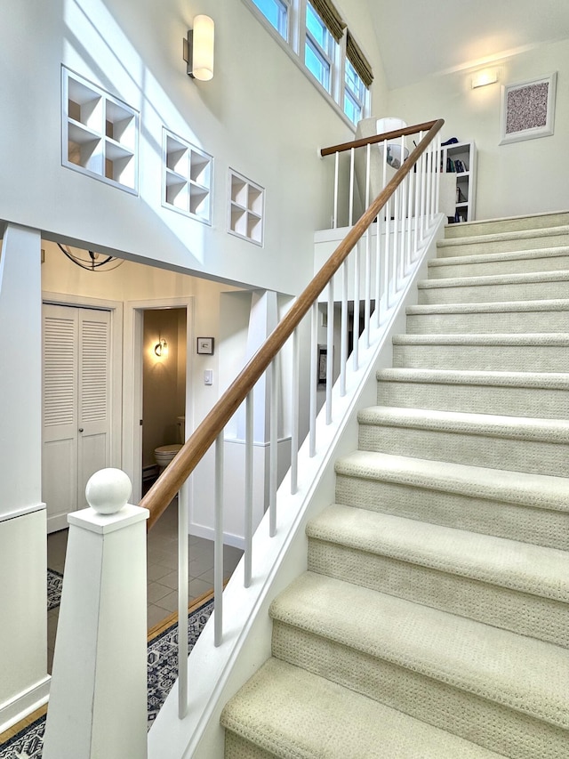 54 Village Way Unit 54, Rockport, ME 04856 - staircase with a towering ceiling