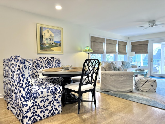 54 Village Way Unit 54, Rockport, ME 04856 - dining room featuring wood finished floors, ceiling fan, and recessed lighting