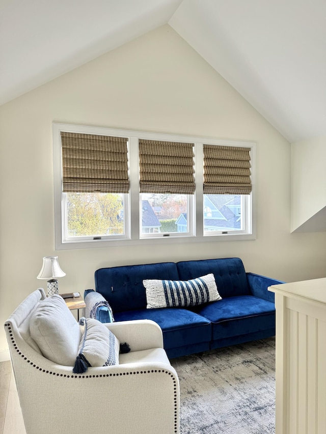 54 Village Way Unit 54, Rockport, ME 04856 - living room with vaulted ceiling and wood finished floors