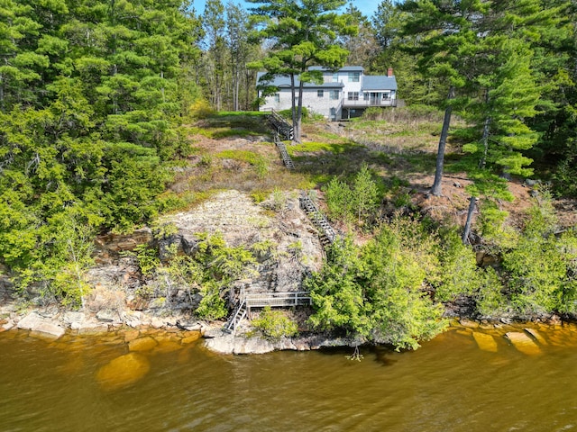 20 Eagle Point Rd, Bath, ME 04530 - view from above of property with a nearby body of water