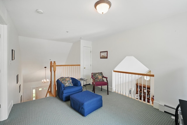 20 Eagle Point Rd, Bath, ME 04530 - sitting room with an upstairs landing, carpet floors, and a baseboard heating unit