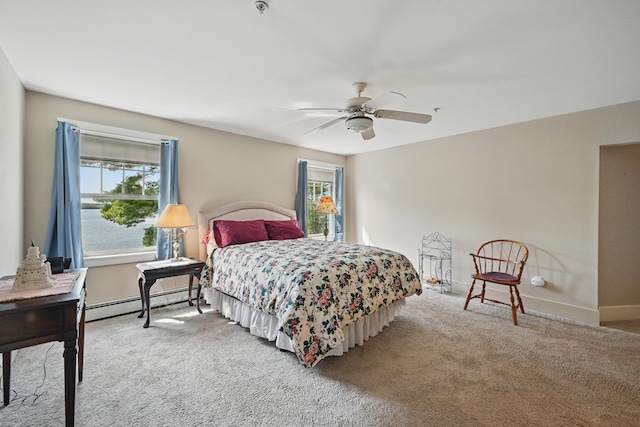 20 Eagle Point Rd, Bath, ME 04530 - bedroom featuring a baseboard radiator, multiple windows, and carpet