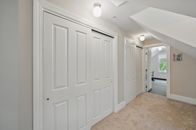 20 Eagle Point Rd, Bath, ME 04530 - hallway with carpet floors, baseboards, and vaulted ceiling