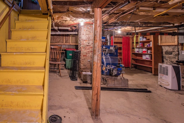 view of unfinished basement