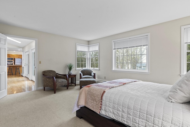 49 Dipper Cove Rd, Harpswell, ME 04066 - bedroom featuring light carpet and freestanding refrigerator