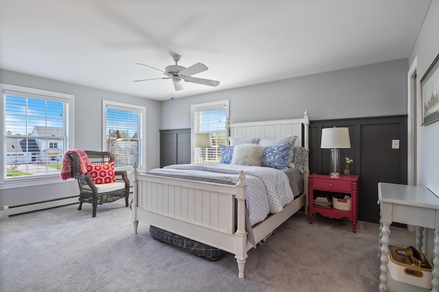 42 Snowberry Dr, Gorham, ME 04038 - bedroom with carpet flooring, ceiling fan, and baseboard heating