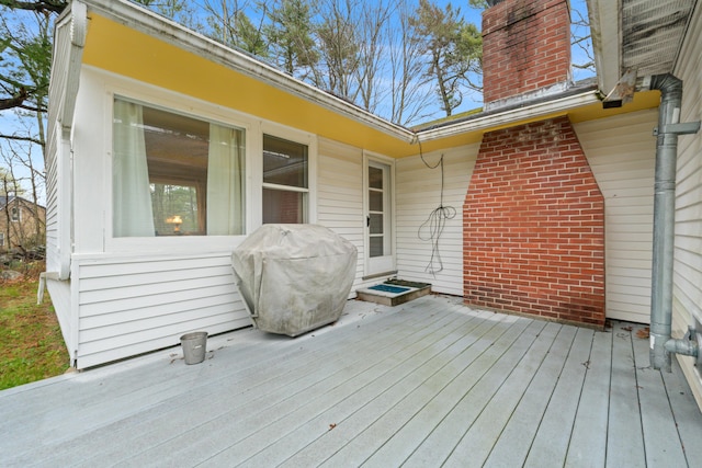 447 Wiscasset Rd, Boothbay, ME 04537 - wooden terrace with area for grilling