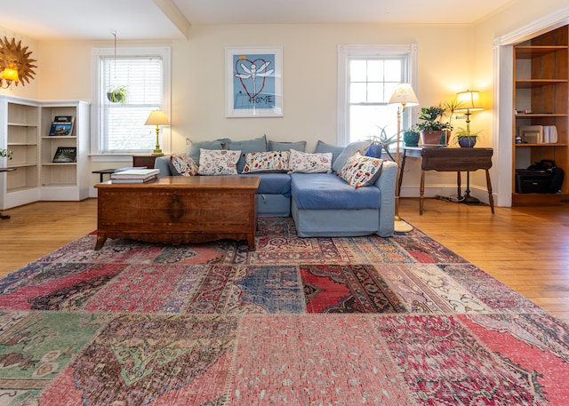 15 Federal St, Bar Harbor, ME 04609 - living area featuring wood finished floors and crown molding