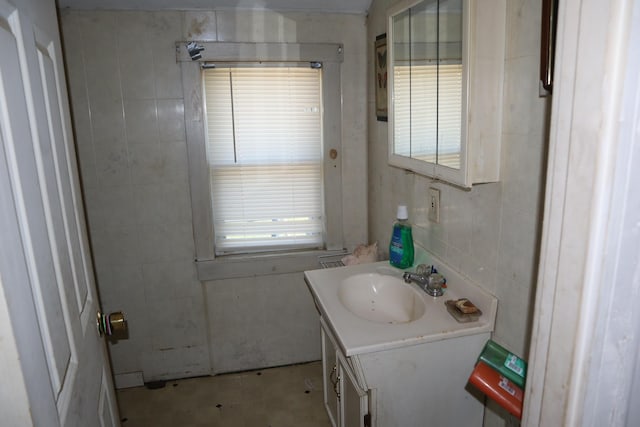 1003-1005 Main St, Vassalboro, ME 04989 - bathroom with vanity and tile walls
