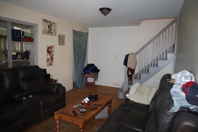 1003-1005 Main St, Vassalboro, ME 04989 - living room with stairway and wood finished floors