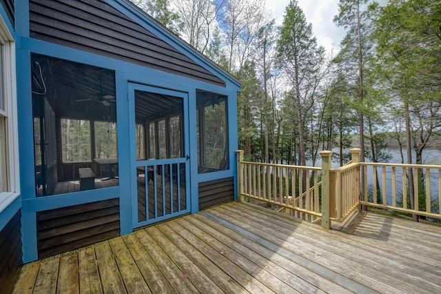 25 Winds Way Dr, Nobleboro, ME 04555 - wooden terrace featuring a sunroom