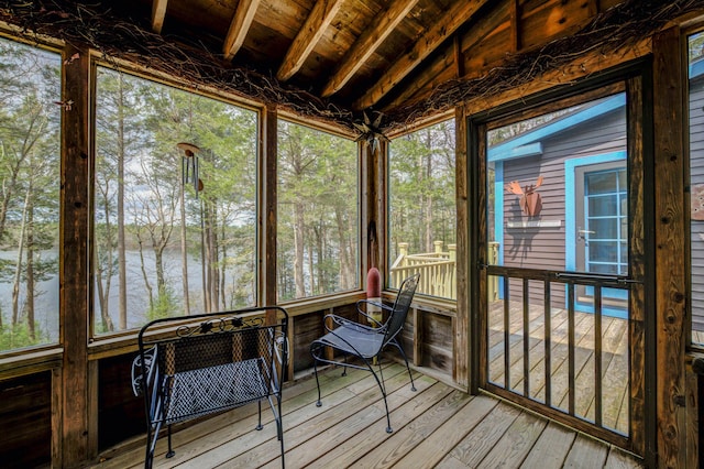 25 Winds Way Dr, Nobleboro, ME 04555 - sunroom / solarium with a water view and view of wooded area
