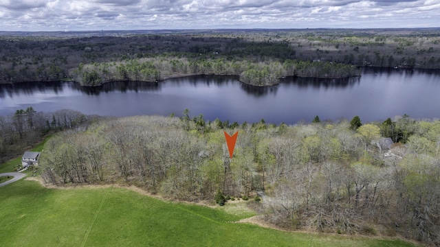 25 Winds Way Dr, Nobleboro, ME 04555 - aerial view of property's location with a heavily wooded area and a large body of water