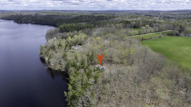 25 Winds Way Dr, Nobleboro, ME 04555 - aerial view of property's location featuring a heavily wooded area and a large body of water