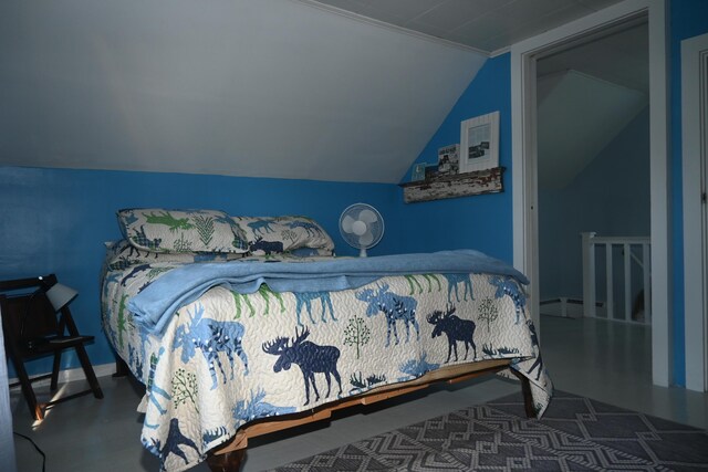 40 Baker St, Bingham, ME 04920 - bedroom with lofted ceiling and a baseboard heating unit