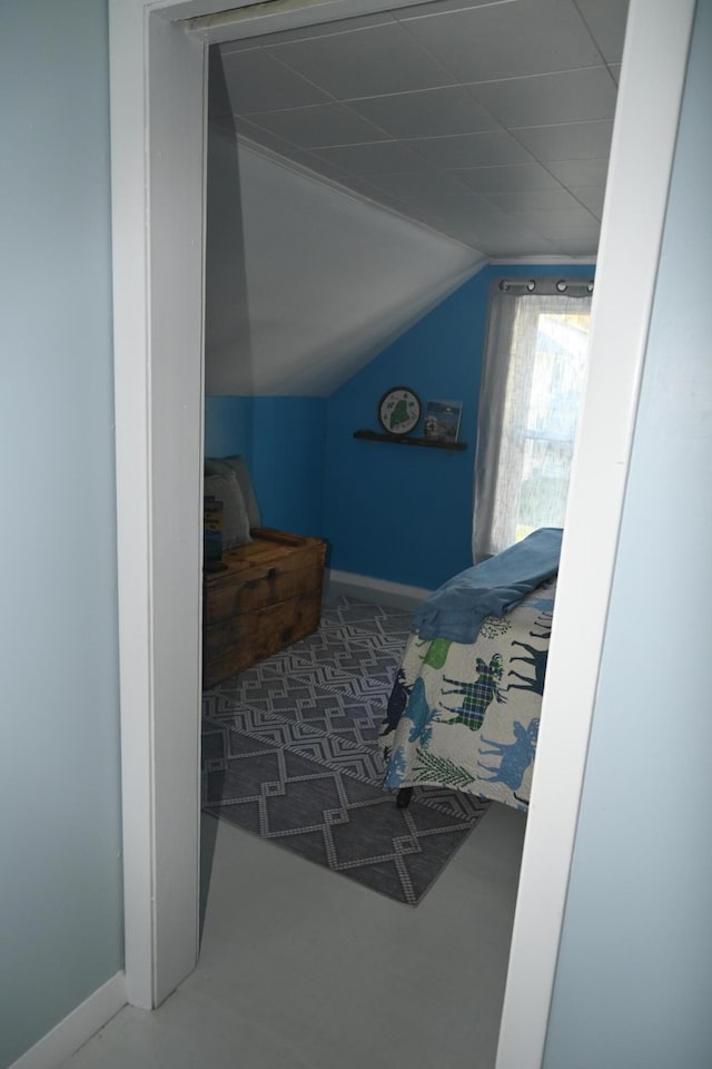 40 Baker St, Bingham, ME 04920 - bedroom featuring vaulted ceiling and baseboards
