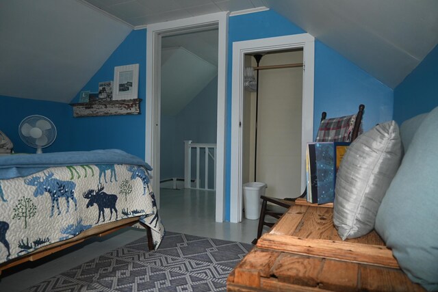 40 Baker St, Bingham, ME 04920 - bedroom featuring vaulted ceiling and a baseboard radiator