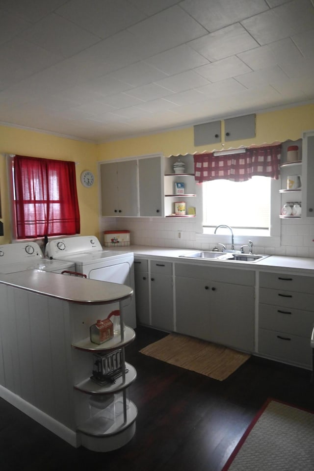 40 Baker St, Bingham, ME 04920 - kitchen with open shelves, a sink, and light countertops