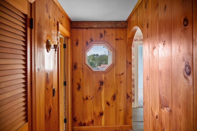 691 N Rd, Parsonsfield, ME 04047 - entryway with arched walkways and wooden walls
