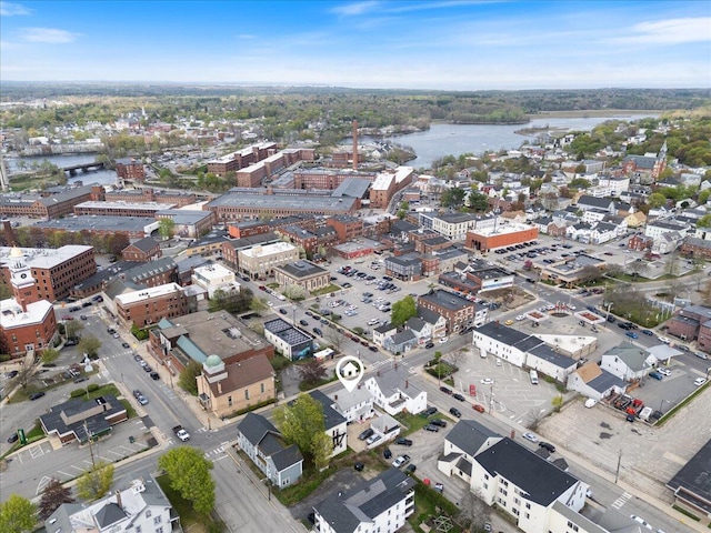 aerial overview of property's location featuring a nearby body of water