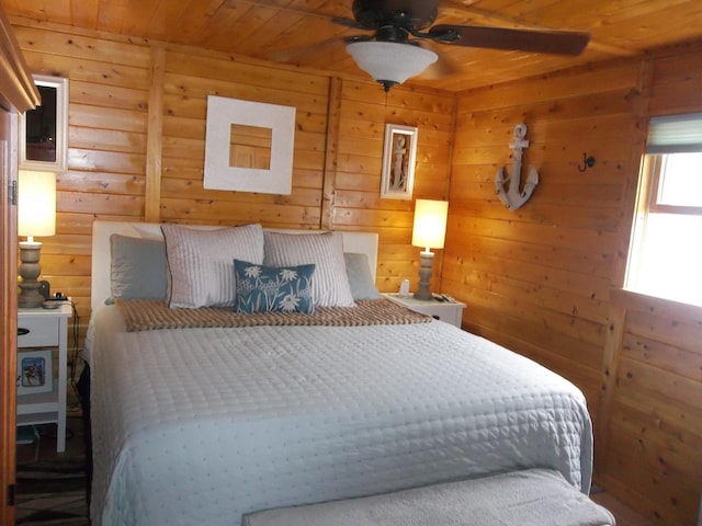 1824 Sunny Cove Ln, Meddybemps, ME 04657 - bedroom featuring wooden ceiling and wooden walls