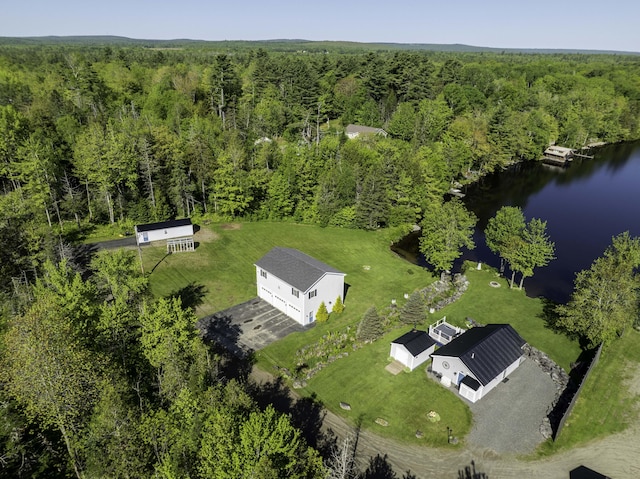 1824 Sunny Cove Ln, Meddybemps, ME 04657 - aerial view of property and surrounding area featuring a heavily wooded area and a nearby body of water