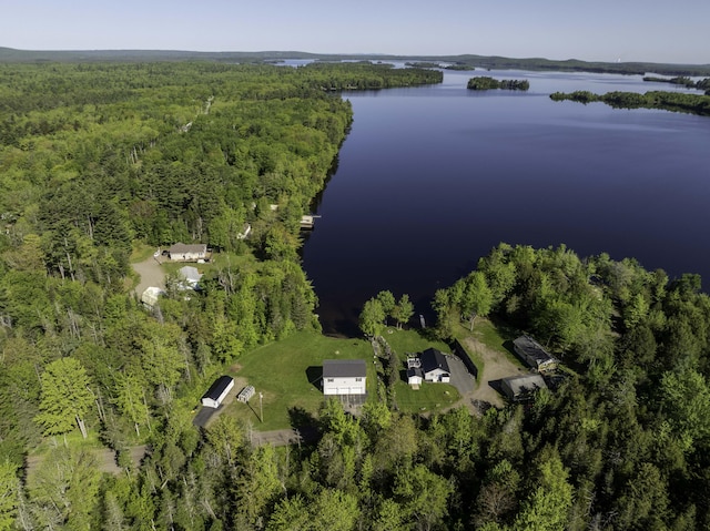 1824 Sunny Cove Ln, Meddybemps, ME 04657 - aerial overview of property's location with a nearby body of water and a heavily wooded area