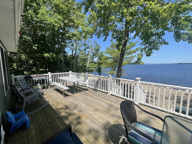 53 Pigeon Rd, Fletchers Landing Twp, ME 04605 - deck featuring a water view