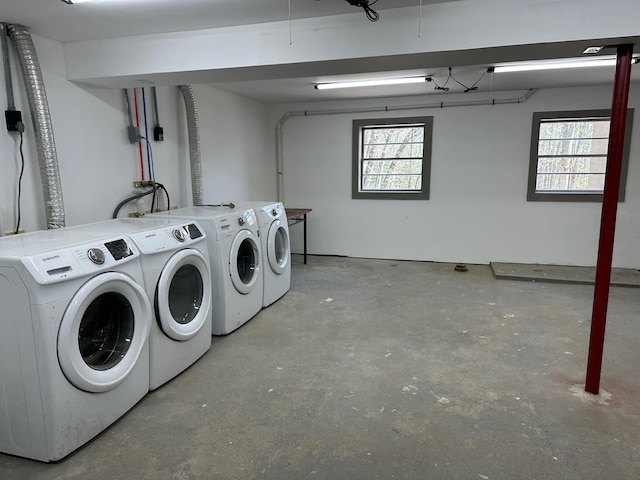 72 Seal Cove Rd, Southwest Harbor, ME 04679 - clothes washing area featuring washing machine and clothes dryer and a garage