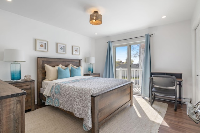 15 Francis St Unit 10, Old Orchard Beach, ME 04064 - bedroom featuring access to exterior, wood finished floors, and recessed lighting