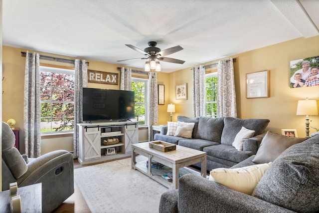 212 New Dam Rd, Waterboro, ME 04061 - living room with ceiling fan and wood finished floors