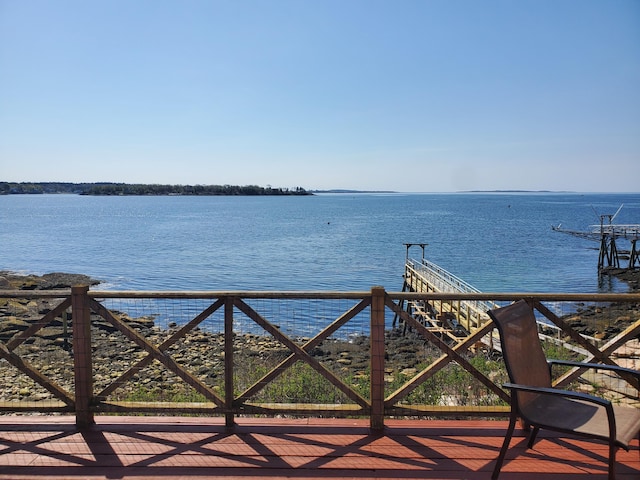21 Linekin Rd, Boothbay Harbor, ME 04538 - wooden terrace featuring a water view