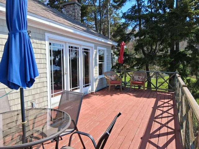 21 Linekin Rd, Boothbay Harbor, ME 04538 - wooden deck featuring outdoor dining area