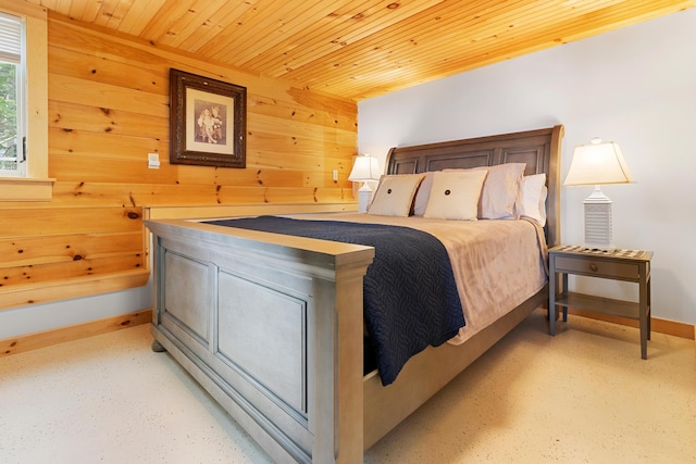 21 Linekin Rd, Boothbay Harbor, ME 04538 - bedroom featuring wooden ceiling, wood walls, and baseboards
